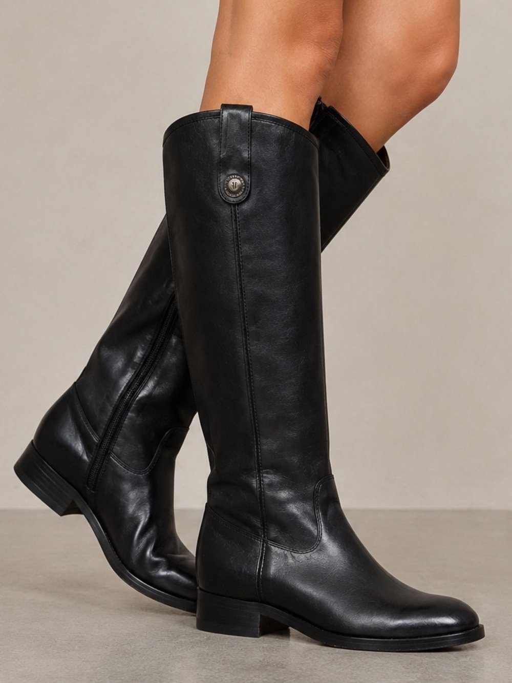 Frye Melissa Button Black Leather Riding Boots Women’s Size 6